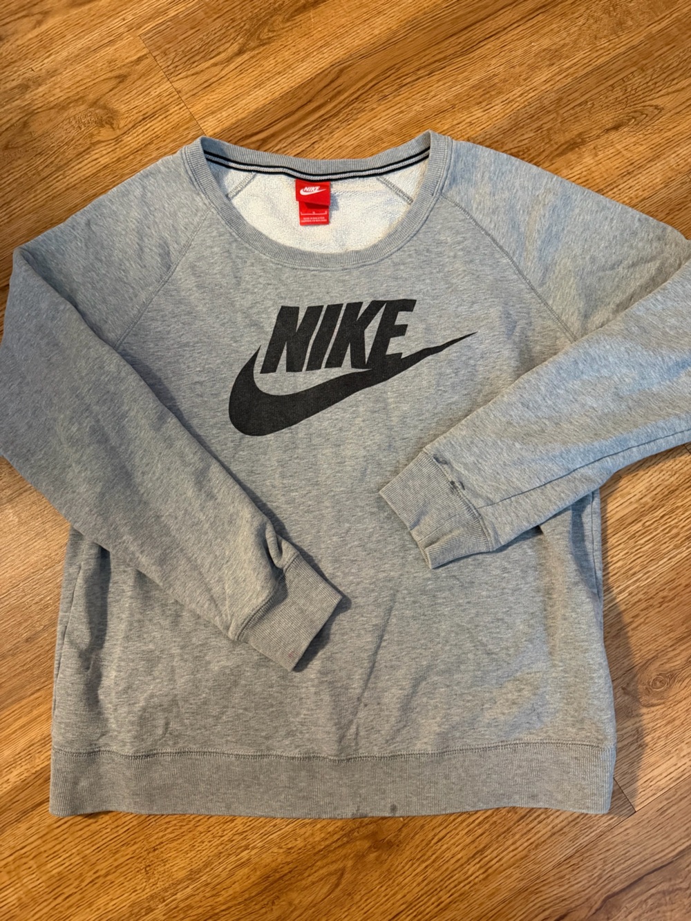 Nike Gray Crewneck Sweatshirt with Black Swoosh Logo